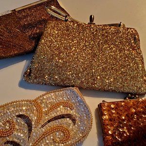 Vintage clutch and hand bags. jeweled, sequence